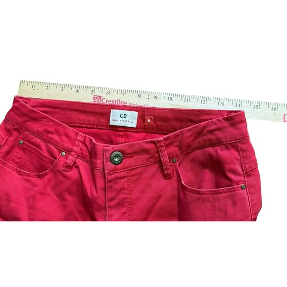 Christopher Blue Red Denim Jeans Pants Size 6 Faded Flaw Casual Designer READ - Picture 7 of 10